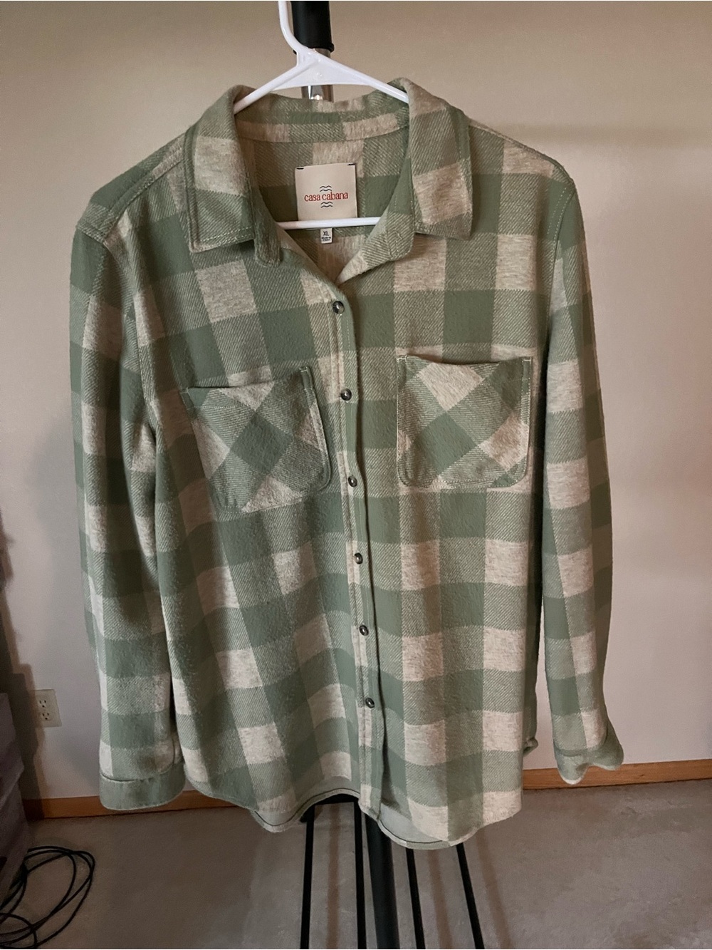Green Plaid Button-Up Shirt